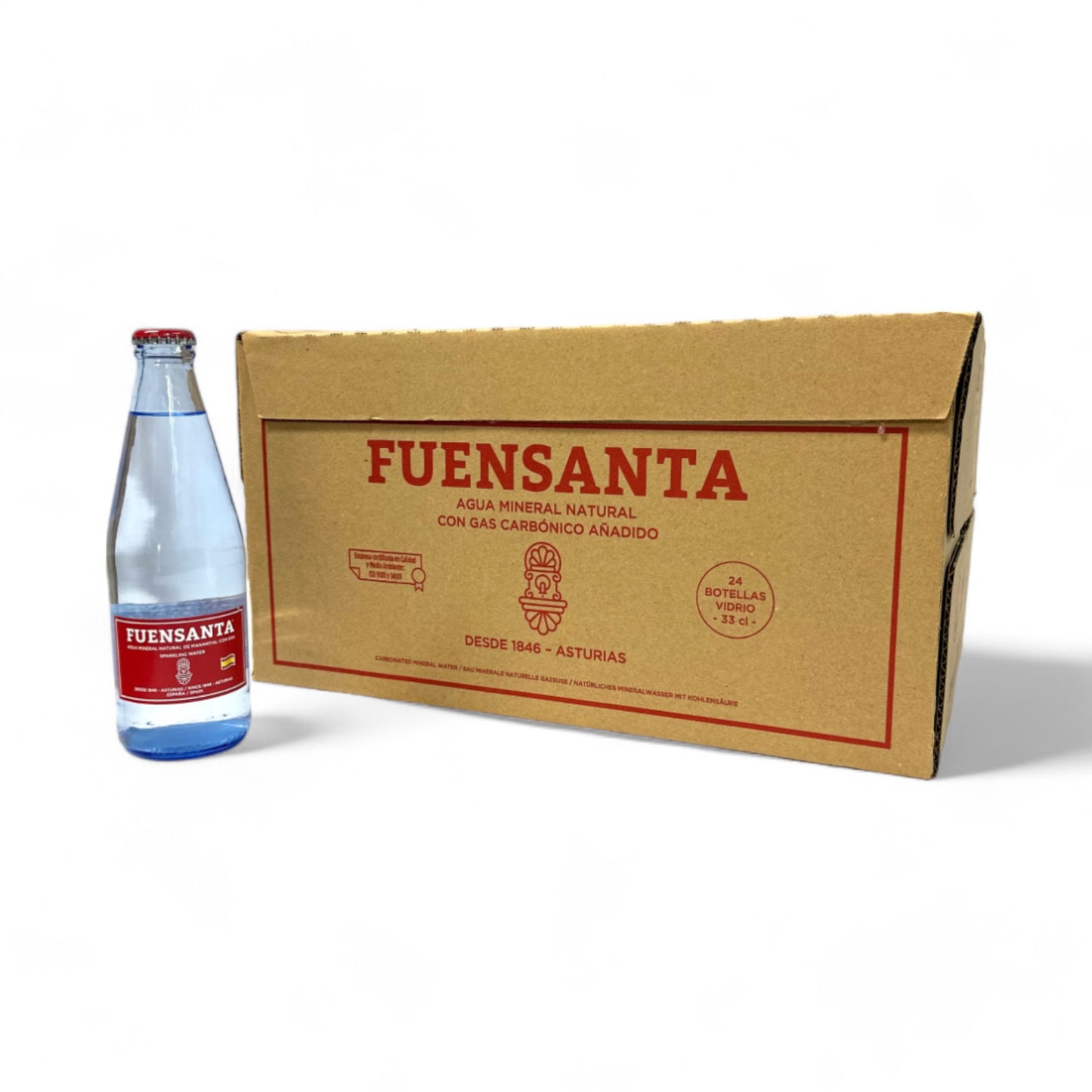 Caja de Agua Mineral Con Gas, Vidrio, 330ml, 24 pzs