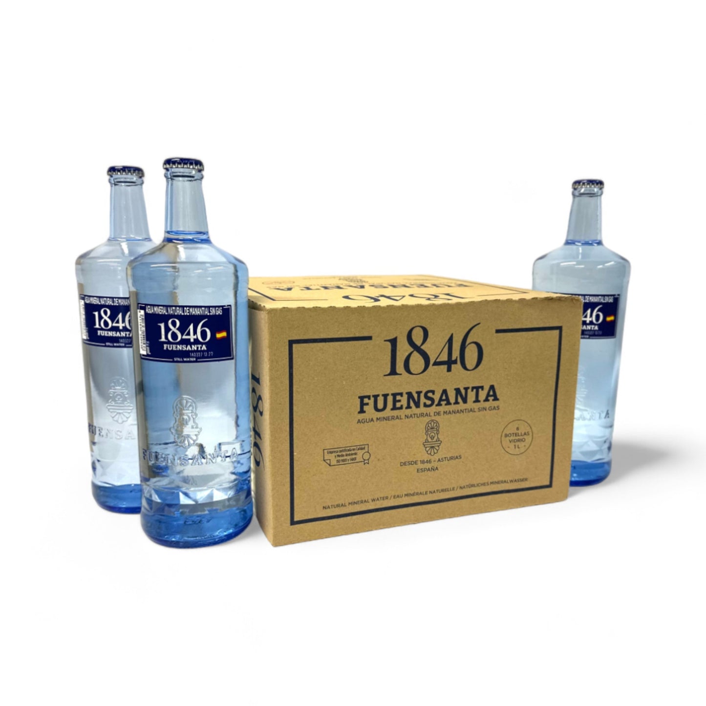 Caja de Agua Mineral Sin Gas Vidrio, 1L, 1846, 6 pzs