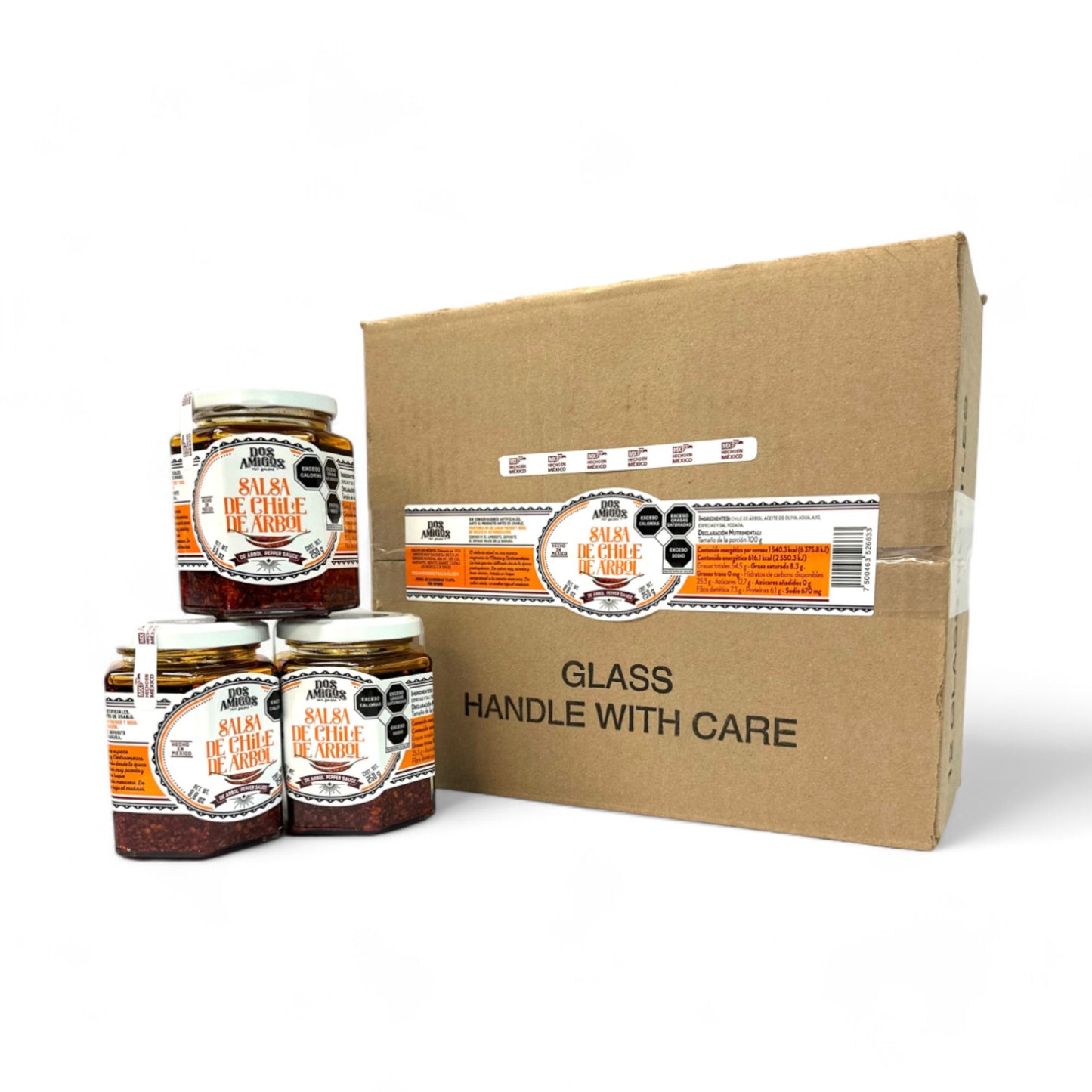 Caja de Salsa Chile de Arbol, 250g, 12 pzs