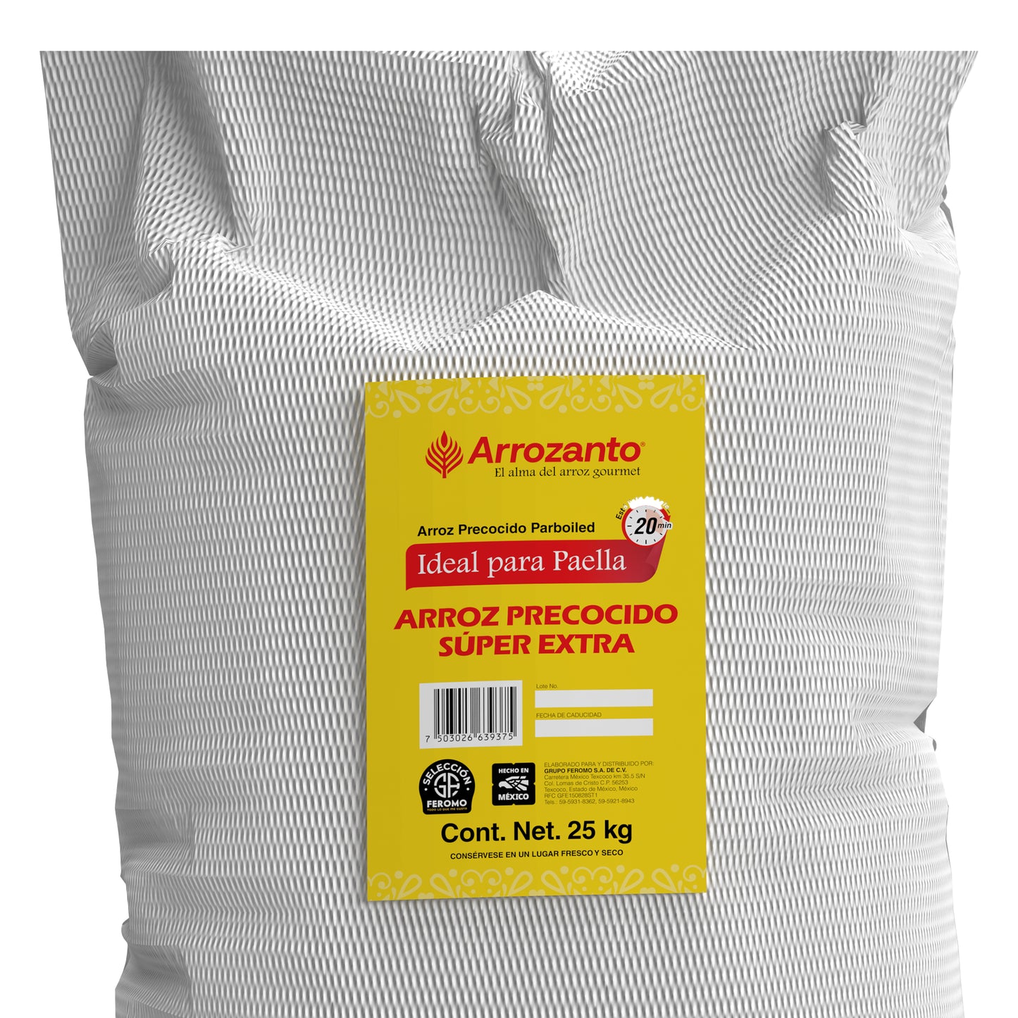 Arroz Precocido Súper Extra, Ideal para Paella, Arrozanto 25 kg