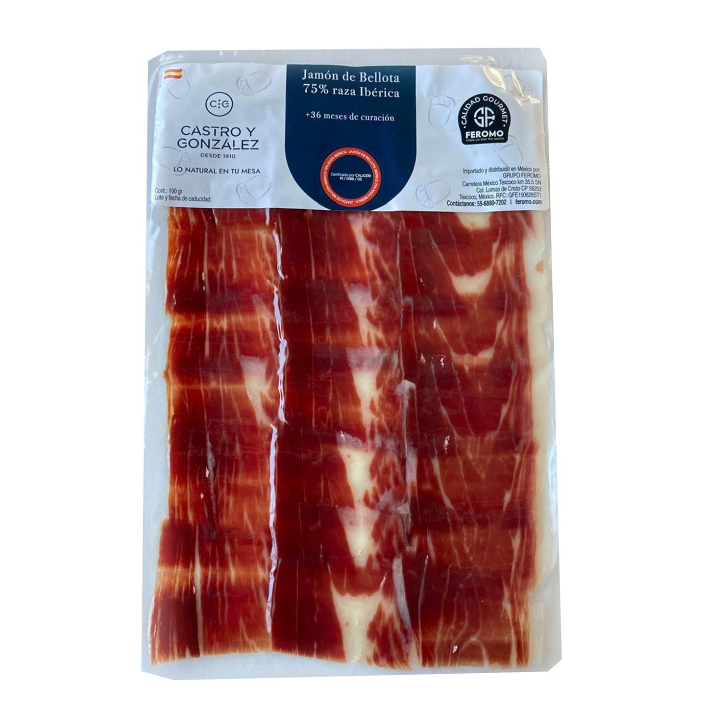 Jamón de Bellota 75% Ibérico, Paquete 70g, Castro & González