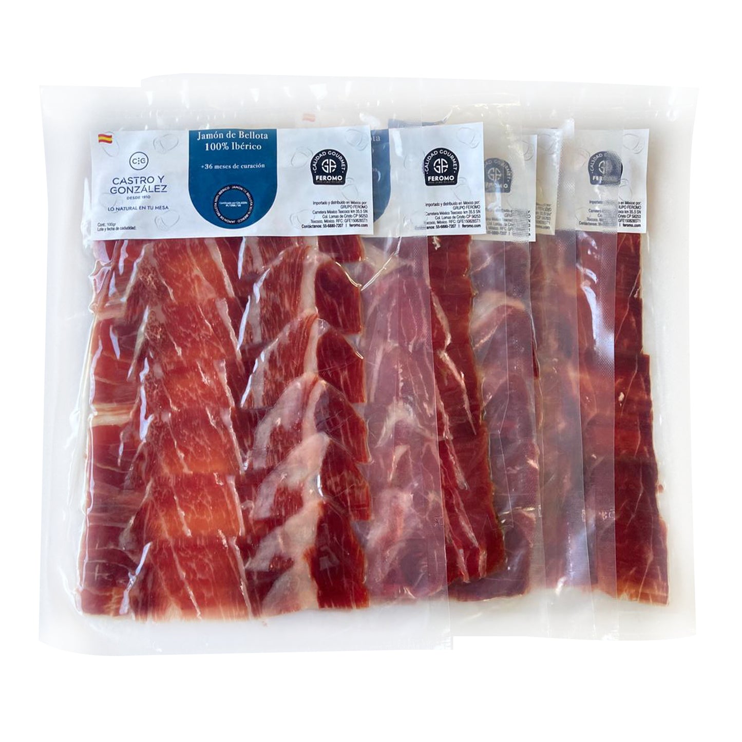 Jamón de Bellota 100% Ibérico, Paquete 70g, Castro & González