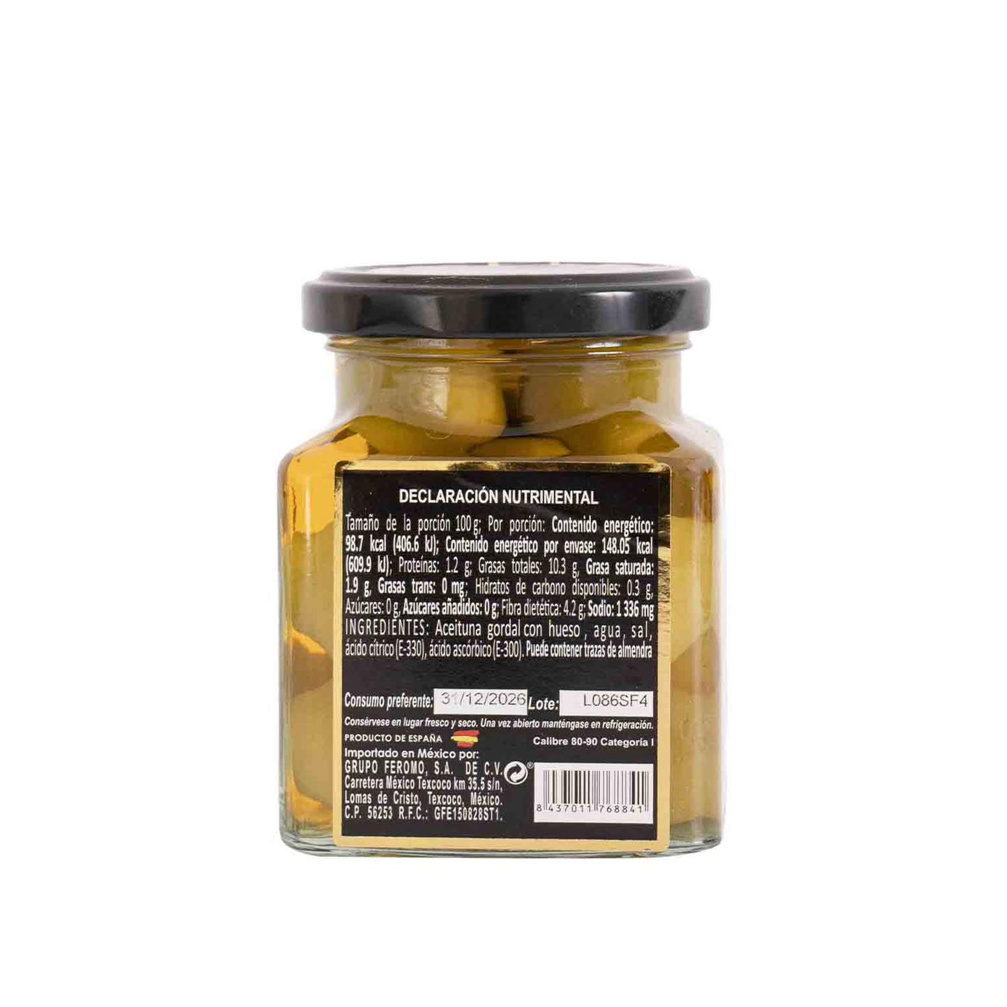 Caja de Aceituna Gordal Con Hueso, 300g, 12 pzs