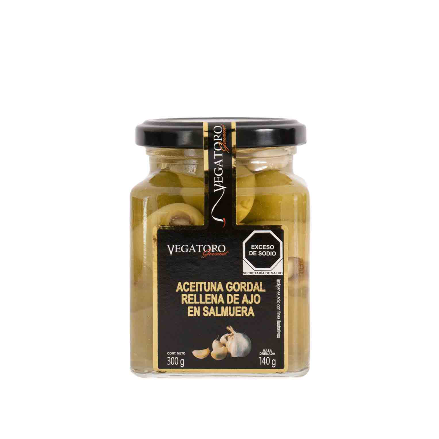 Caja de Aceituna Verde Gordal Rellena de Ajo, 300g, 12 pzs