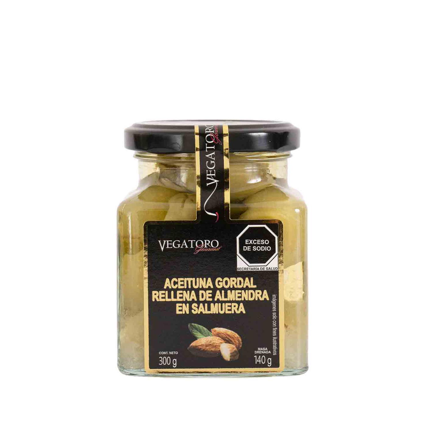 Caja de Aceituna Verde Gordal Rellena de Almendra, 300g, 12 pzs