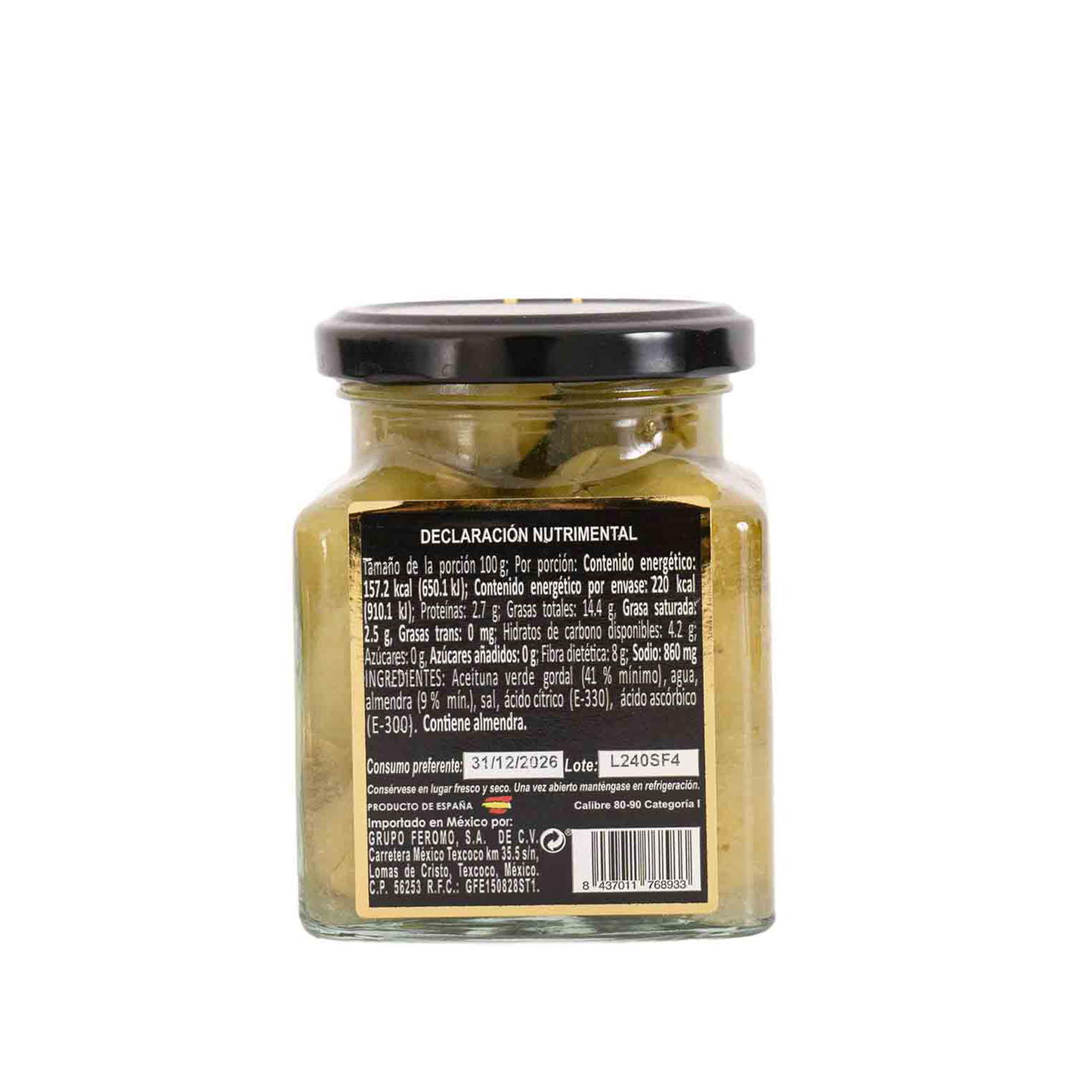 Aceituna Verde Gordal Rellena de Almendra, 300g