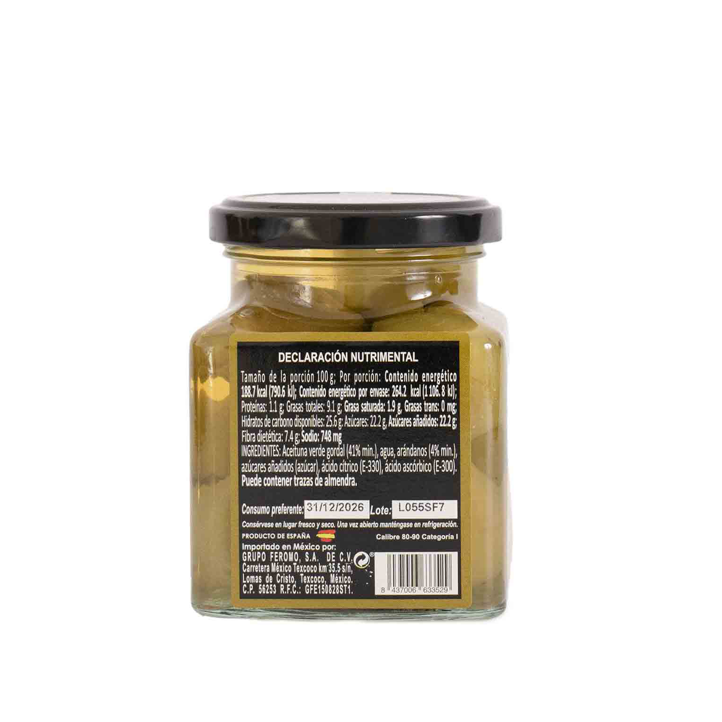 Aceituna Verde Gordal Rellena de Arándano, 300g
