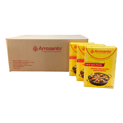 Arroz Precocido Súper Extra, Ideal para Paella, Arrozanto Caja C/24 pzas