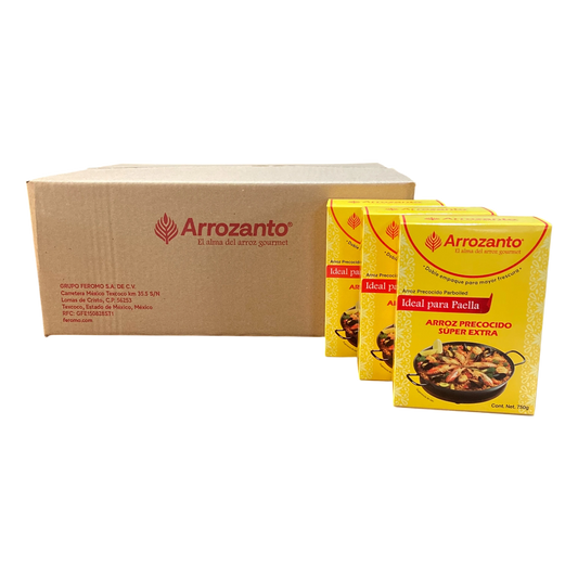 Arroz Precocido Súper Extra, Ideal para Paella, Arrozanto Caja C/24 pzas